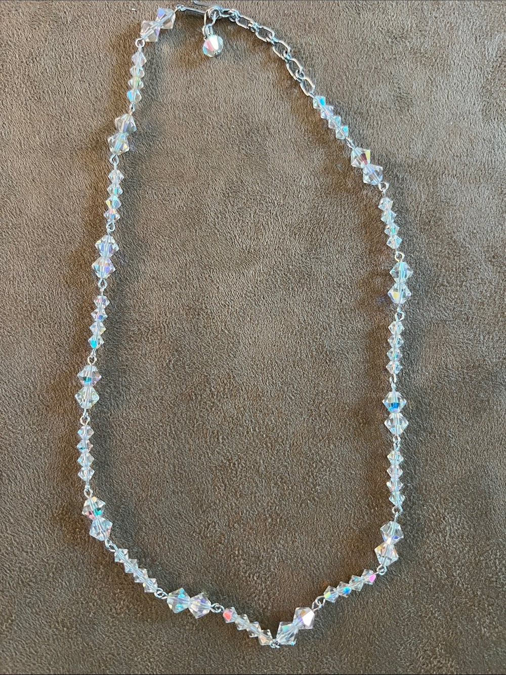 Crystal Aurora Borealis Beaded Necklace - Clear